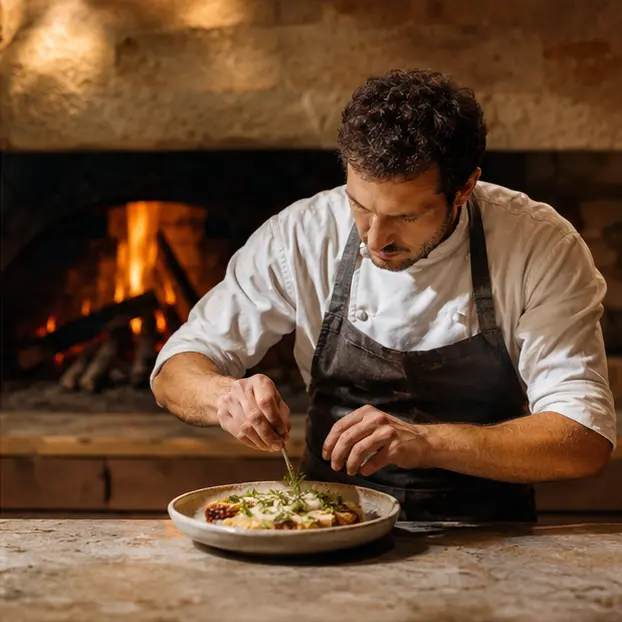 Chef at the open hearth